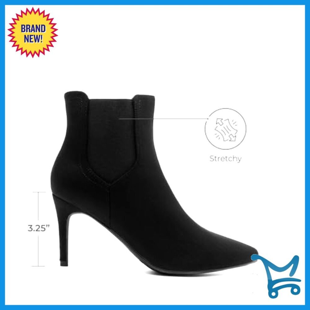 Pointed Toe Stiletto Heel Ankle Booties Suede Pull On Boots - Picture 3 of 7